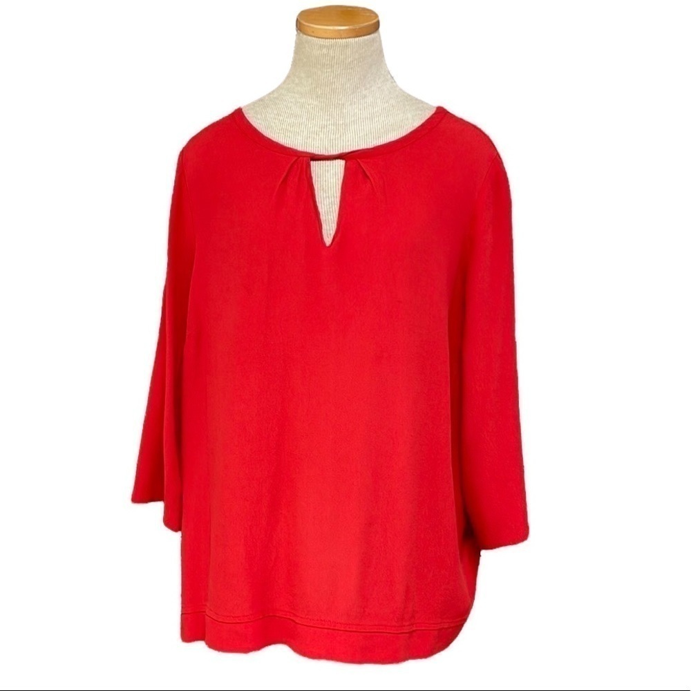 Monsoon Top Blouse red pullover V-neck size 16